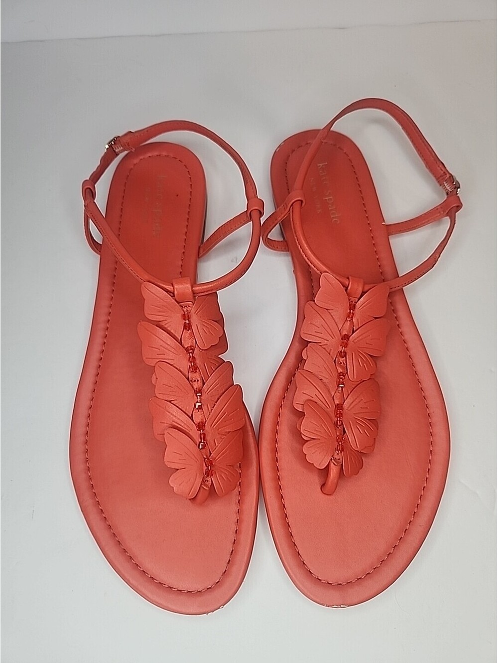 Kate Spade New York Sandal Womens 9.5 Primrose Slingback Butterfly Coral Leather - Picture 3 of 6